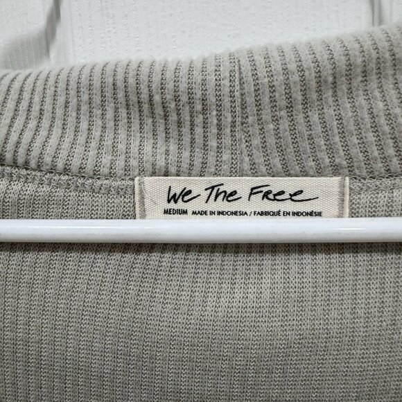 We The Free‎ Sweater Women's Size M Gray Back Slit Cowl Neck Ribbed Long Sleeve - Picture 4 of 10